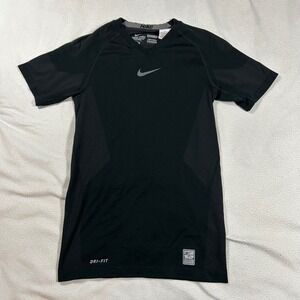 Nike Pro Combat Shirt Women L Black Dri-FIT Compression V-Neck 454815-010